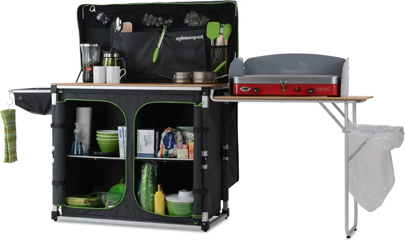 Outdoor camping kitchen system, convenient for cooking, cleaning, preparing camping meals, luxurious camping and essential camping items, large-sized "table magic" series P3