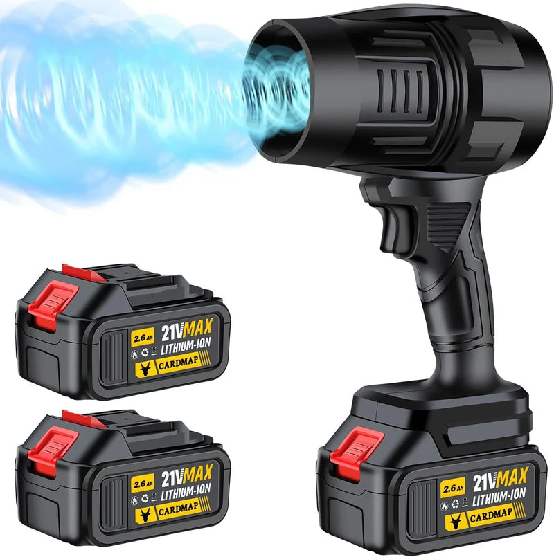Electric Cordless Leaf Blower, Handheld Electric Leaf Blower, Mini Jet Dry Blower Fan with 2 Packs 2.6Ah Batteries and Charger, Violent Turbo Jet Blower for Lawn, Patio, Outdoors, Car, Home H0