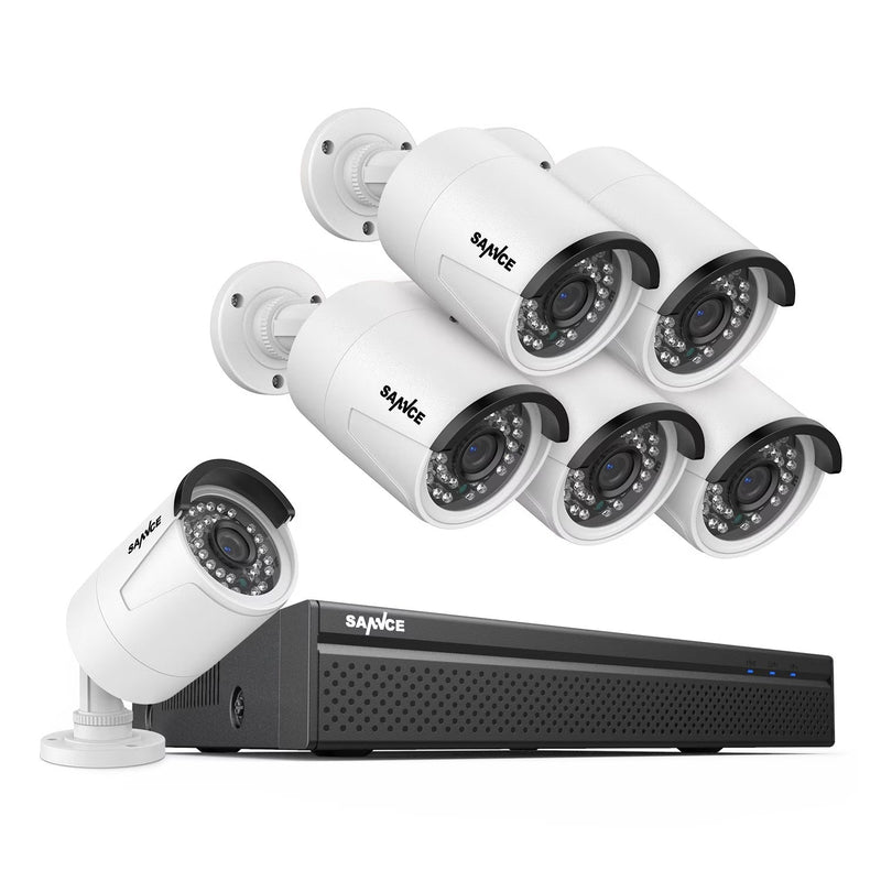 SANNCE 8CH 5MP Poe Home Security Camera System,2MP 8CH Poe NVR, 6pcs 1080P Outdoor Poe Cameras,No Hard Drive G6