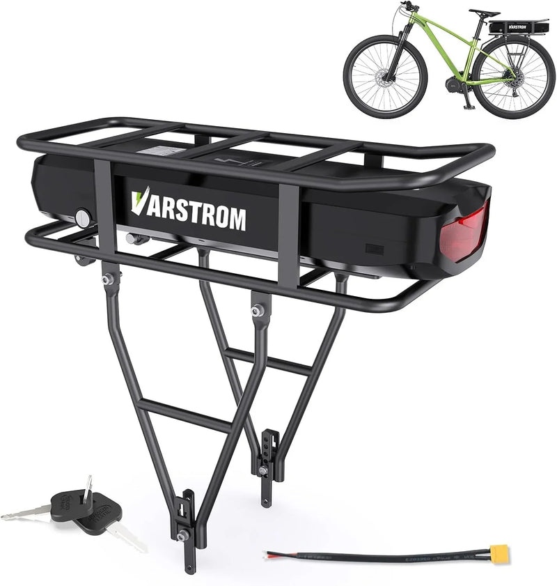 Ebike Battery 48V 17.5AH Lithium ion Rear Rack Battery for BAFANG/Voilamart/PEXMOR/AW 48V200W-1000W Ebike Kit,48V E Bike Batteries with Luggage Rack,Taillight,30A BMS,3A Fast Charger & Safety Lock F0