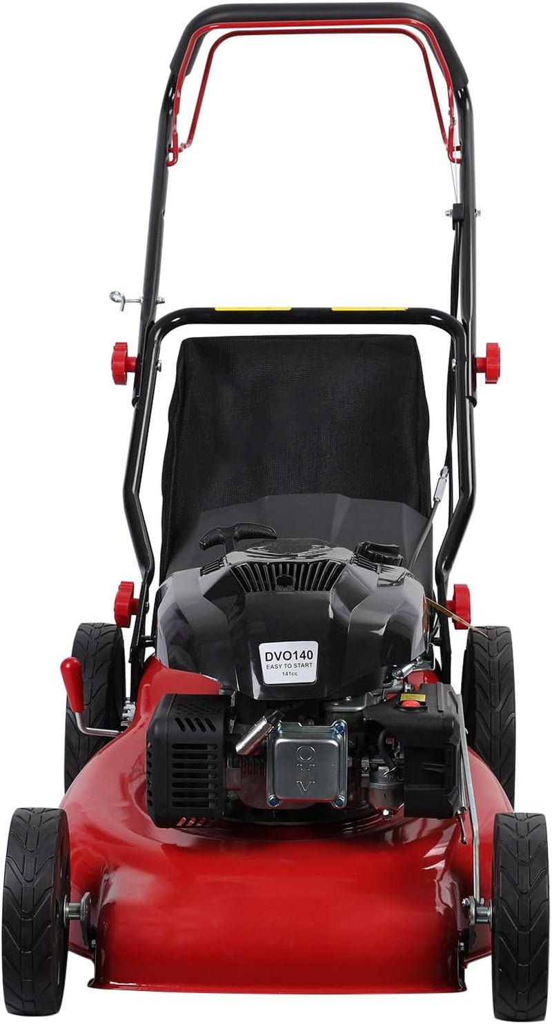 Self-propelled lawn mower, 141cc four-stroke gasoline engine, lawn mower with 20-inch blades, rear-wheel drive, push-type lawn mower, equipped with a 50-liter hay storage tank, rear wheel diameter 10 inches, rotational speed 2850 revolutions per minu U0