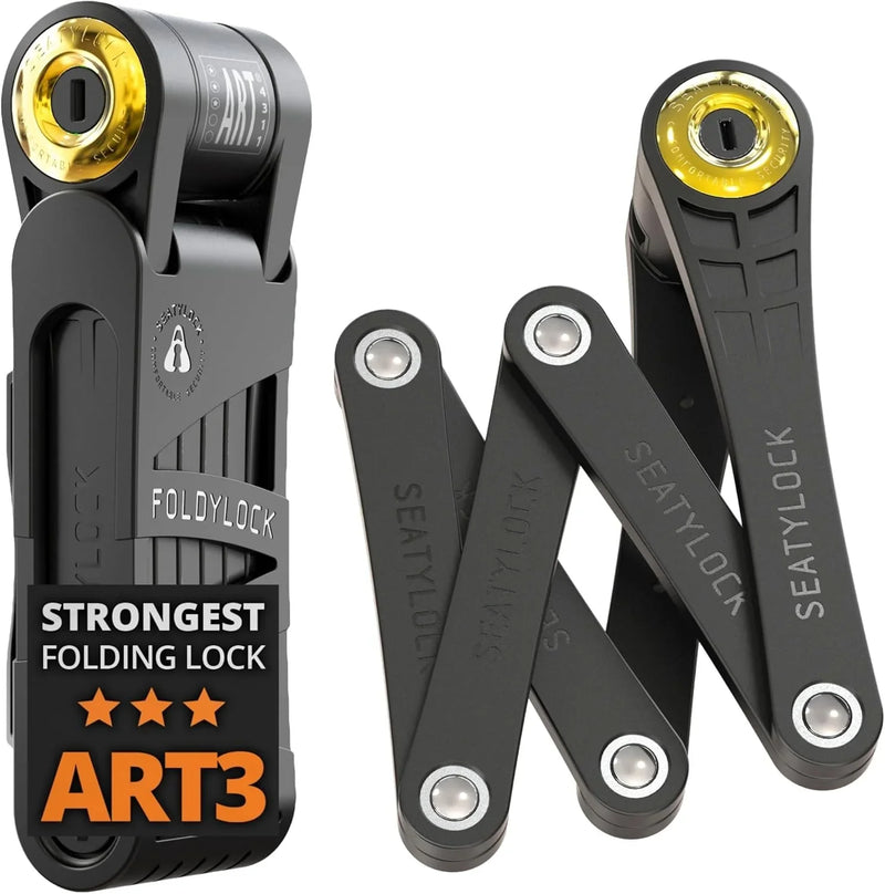 Jiu-style folding bicycle lock set - Patent technology, consisting of two sets of perfectly matching bicycle locks, each set equipped with 6 identical keys - 18/18 level heavy-duty anti-theft security protection device, with key and shell fixation de X9