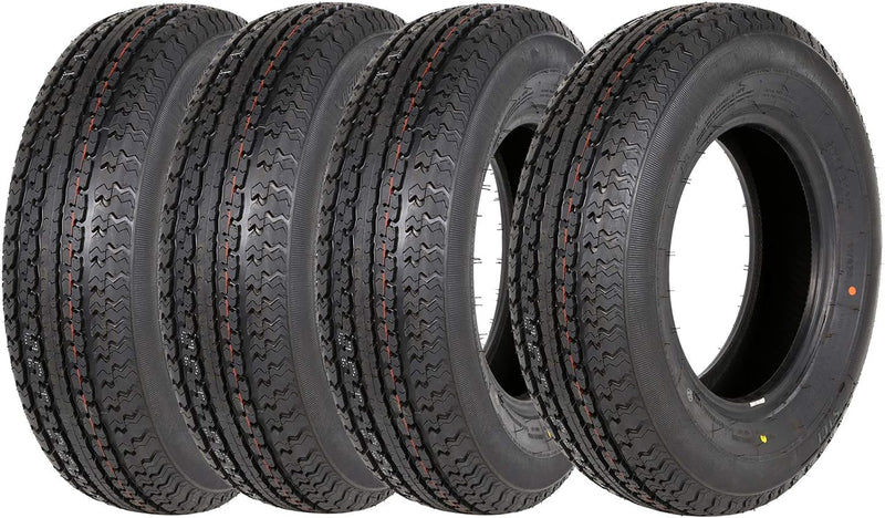 Set of 4 ST225/75R15 Radial Trailer Tire, ST225-75R15 ST 225/75R15, 10 Ply Load Range E, 117N L2
