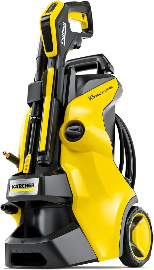 Pressure cleaning machine, K4 power control mode, maximum pressure 1900 pounds per square inch, 26-foot long hose, 2 nozzles - flow rate 1.5 gallons per minute V3