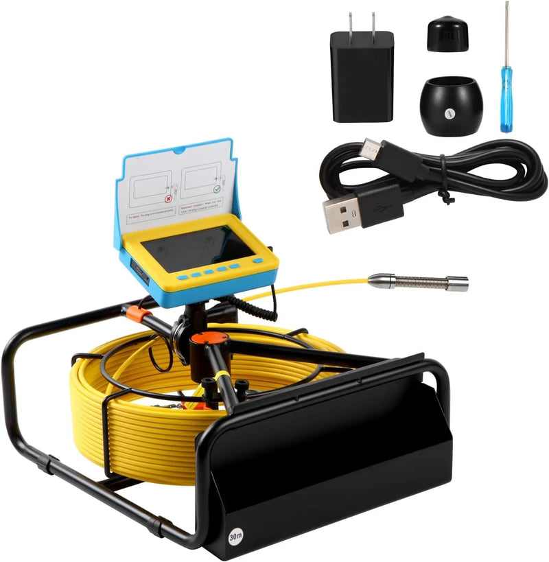 Sewer Camera, 4.3" Pipe Drain Inspection Camera with DVR Function & Snake Cable, Waterproof IP68 Borescope w/LED Lights (131.2ft/40M) J9