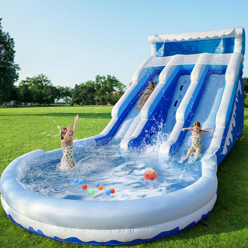 Large Inflatable Water Slide Swimming Pool Play Center, Commercial Grade Lightweight Premium Water Slide Bounce House 20.6x9.5x9.3Ft for Kids and Adults (with Blower) R9