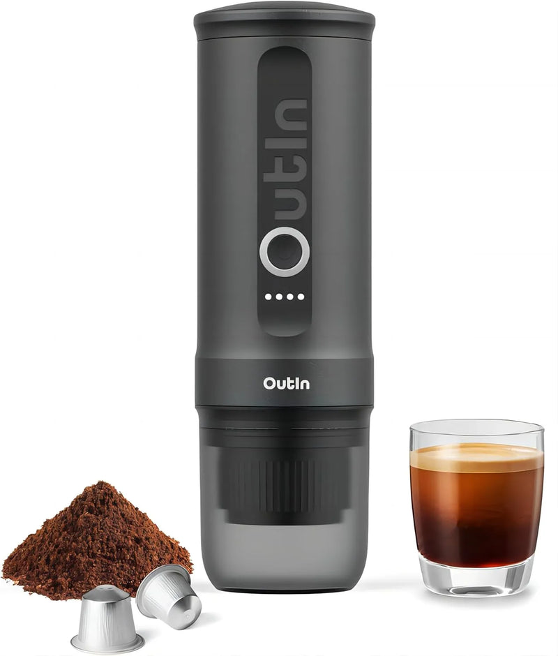 Nano Portable Electric Espresso Machine, Travel Coffee Maker for Camping, Car Coffee Maker Self-Heating with USB-C, With Ground Coffee & NS Capsule for RV, Hiking, Office S8