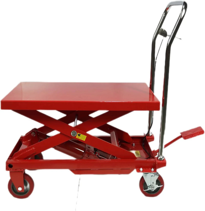 500LBS Hydraulic Lift Table Cart, 30" Lifting Height., Double Scissor Lift Table with 4 Wheels and Non-Slip Pad, Hydraulic Scissor Lift Table for Material Handling and Transportation S6