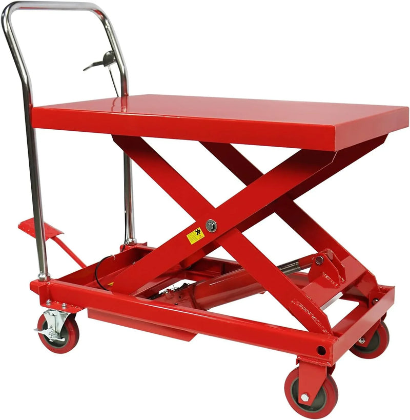 Hydraulic Lift Table Cart – 31" Lift Height, Double Scissor Design with 4 Wheels & Non-Slip Pad for Material Handling J5