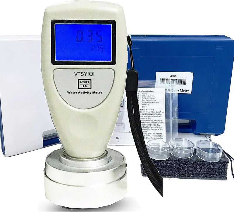 Water Activity Meter Food AW Tester Monitor Water Analyzer for Grain Fruits Vegetables Breads Biscuits Cakes Puffed Food 6 bit Backlight Digital Display N0