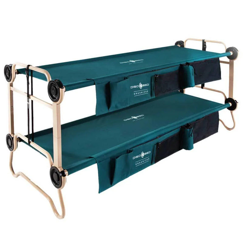 Disc-O-Bed Large Cam-O-Bunk Benchable Double Cot with Storage Organizers, Green Z5