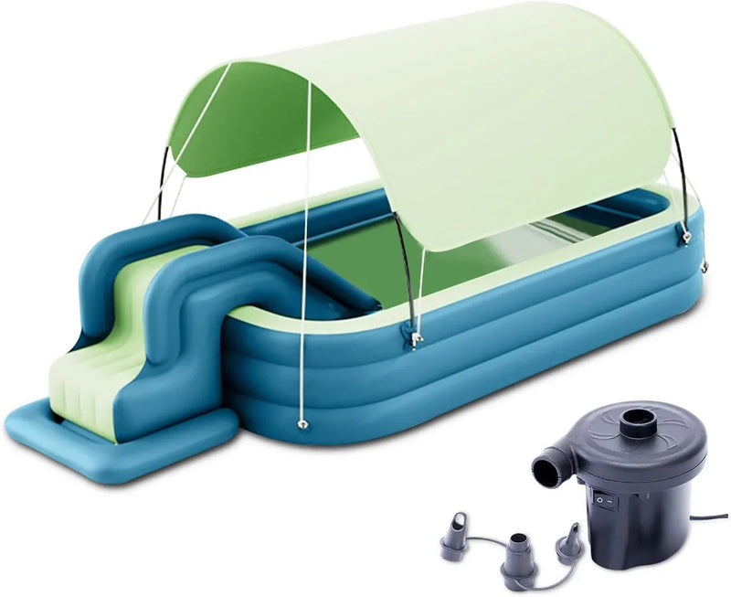 Ergocar Inflatable Swimming Pool with Water Slide, Inflatable Slide Water Pool with Awning, Inflatable Mega Bouncy Castle Water Park, Swim Centre Pools for Backyard, Garden, Summer Water Party Y7