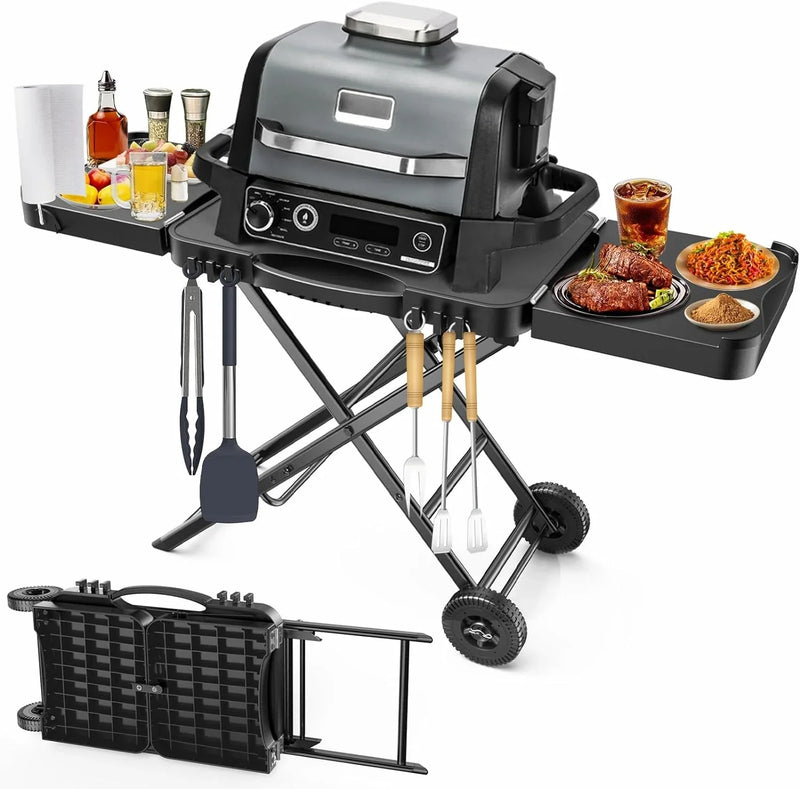 Outdoor Grill Table Cart 57"x24"x35", Outdoor Kitchen Island with Storage & Large Tabletop for Blackstone Griddle, Ooni Pizza Oven, Ninja Woodfire Grill, BBQ Station, Dining Cart, Rolling BBQ Table F1