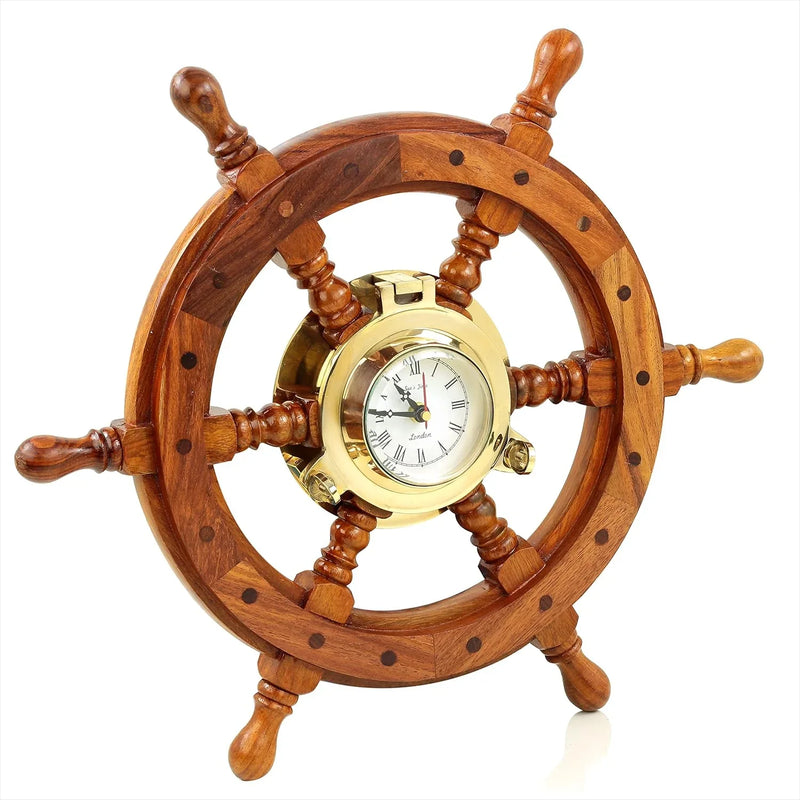 High-end home decoration clock - Sailboat copper hatches and rudder for navigation | Luxury office decorations | Wall decorations | Birthday gifts N0
