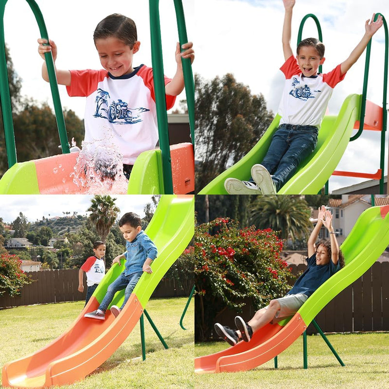 Outdoor Playground Slide, Big Backyard Freestanding Plastic Slide, 10 ft Outdoor Swing Set Slide for Kids Ages 4-8 H6