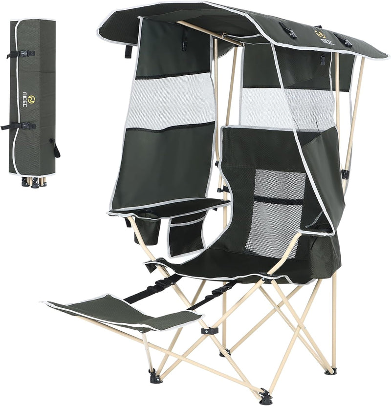Nice C Canopy Chair, Camping Chair with Canopy, Folding Chair with Canopy, Shade Chair, Canopy Chair Outdoor, Folding Lawn Chair with Canopy, Sport Chair, Camping Chair with Foot Rest (2-P w/Footrest) S6