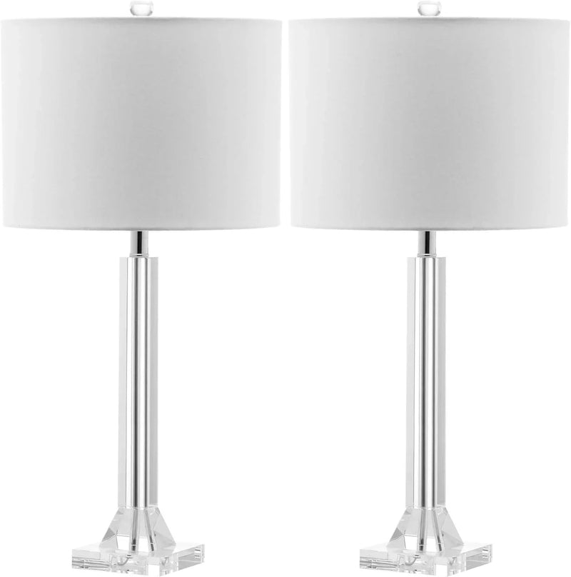 27" Modern Crystal Table Lamp 2-Pack with Linen Shade for Bedroom Living Room Home Office Desk Nightstand with LED Bulb Suitable for Living Room, Dormitory, Office, Z2