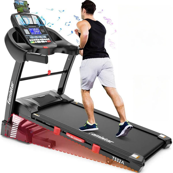 Famistar Folding Treadmill for Home with 15 Levels Auto Incline, 300LB Capcity, 10MPH Fast Speed Controls K8