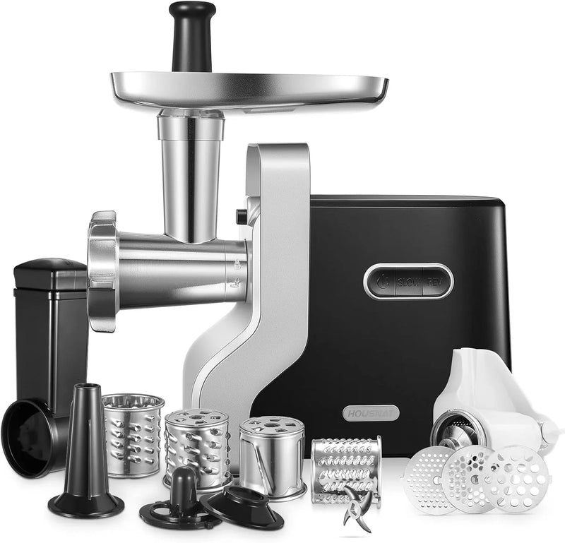 Meat Grinder Heavy Duty, 3000W Max Ultra Powerful, 5 in 1 HOUSNAT Multifunction Electric Meat Grinder, Sausage Stuffer, Slicer/Shredder/Grater, Kubbe & Tomato Juicing Kits, Home Kitchen Use K9