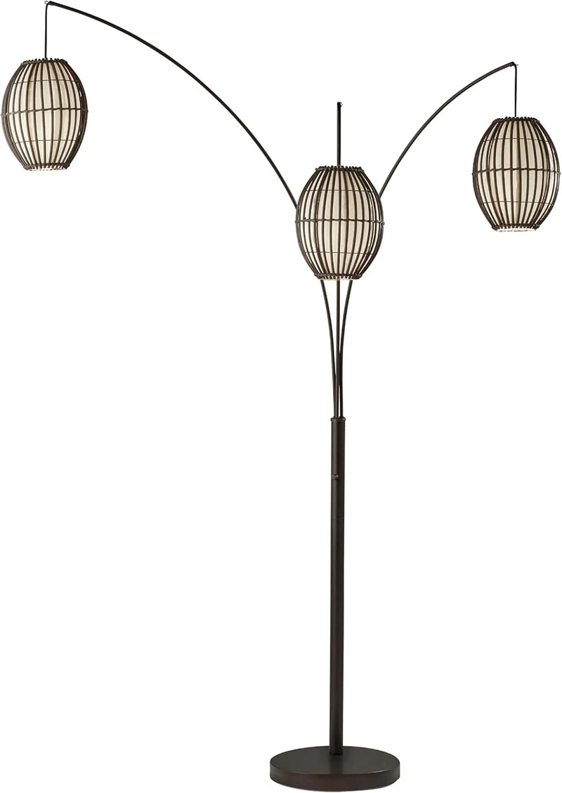 Floor lamp, equipped with three movable lampshades and an adjustable height design - perfect for decorating bedrooms, living rooms and corners, with a bronze color finish. Y6