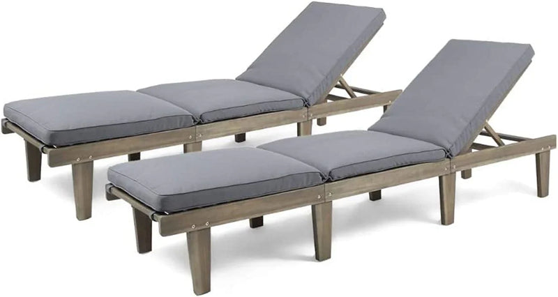 Outdoor rosewood recliner (set of two), gray surface / dark gray seat cushion J0
