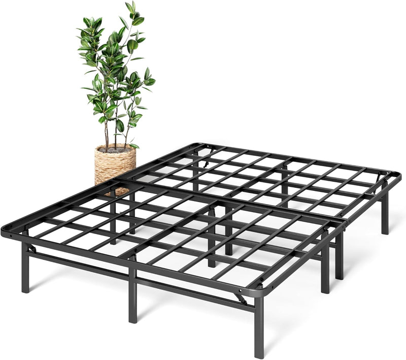 Queen Bed Frame - 14 in SmartBase Elite Metal Bed Frame with Steel Slat Support, Box Spring Replacement, Tool-Free Assembly - Super Heavy Duty Platform Bed Frame with Underbed Storage Space, Queen Size C4