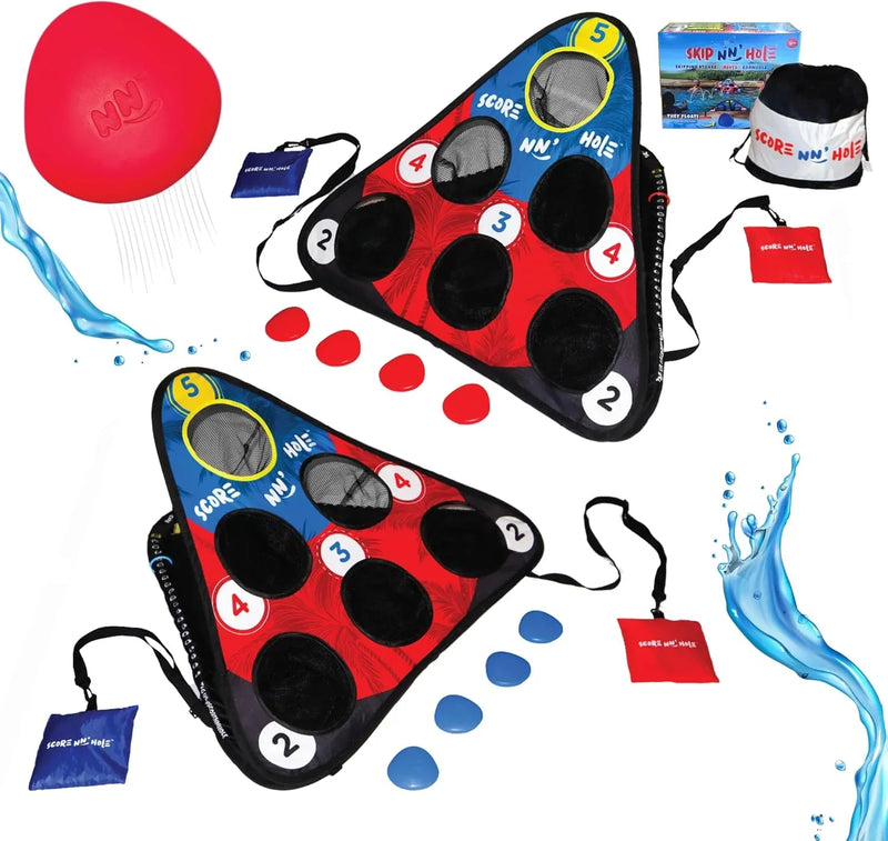 Fun Pool Game for Adults and Family | Stonne Skipping Meets Swimming Pool Cornhole Game Floating | Fun For All Ages, Easy Setup, Well Made | Portable Water and Lake Toy | Z6