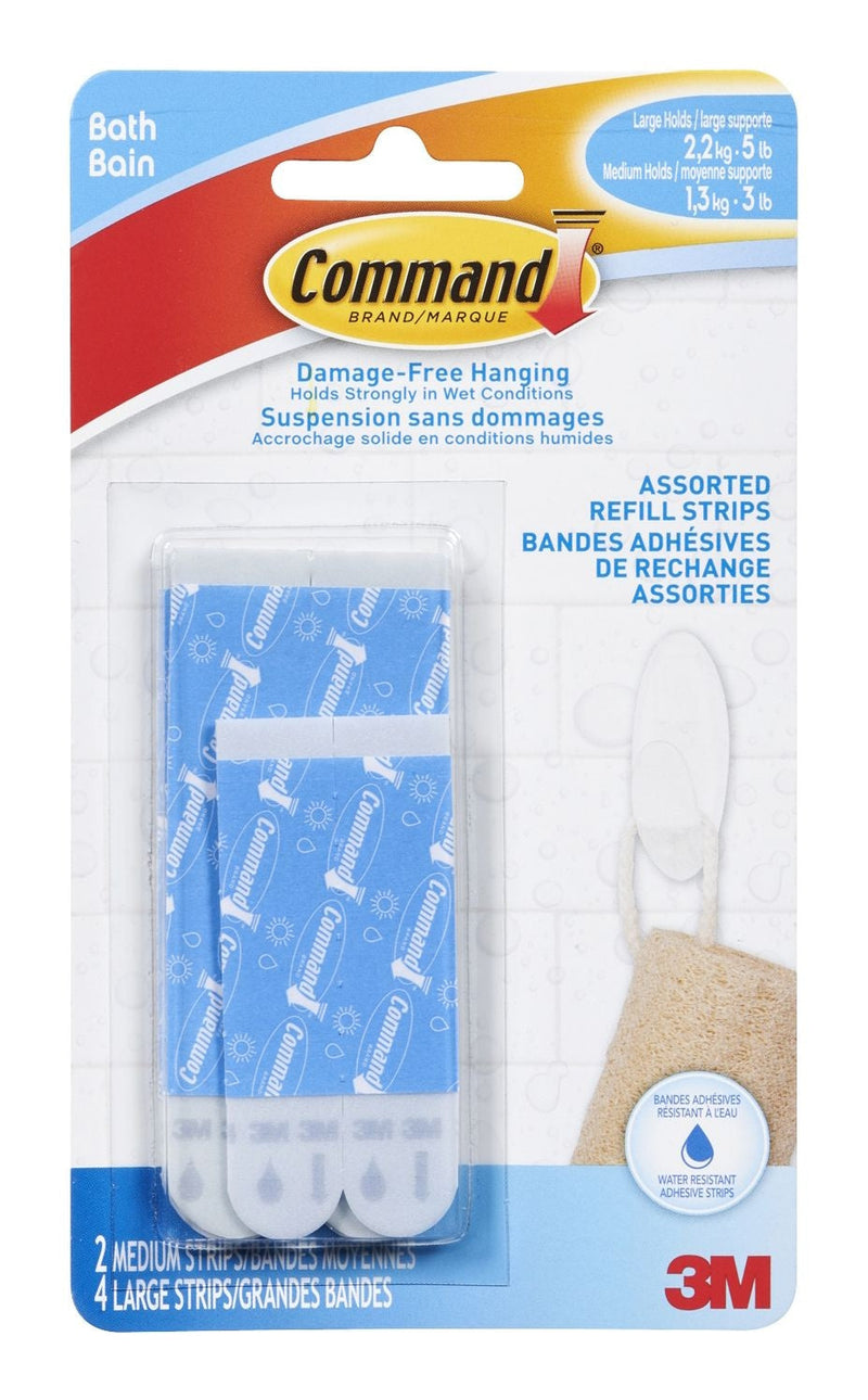 3M Command Bathroom Refill Strips, Assorted Sizes J0