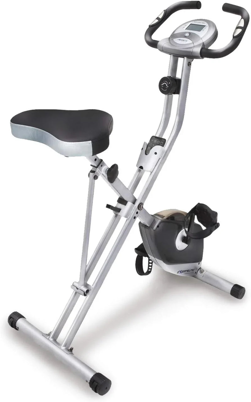 Compact folding exercise bike, 8 different intensity level fixed bikes, featuring Bluetooth tracking function and option for tablet stand. K8