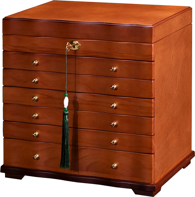 Wooden Jewelry Box,jewelry boxes for women large jewlrey box&organizers with necklace hanger,jewerly organizer,jewelry holder organizer,9-layer large capacity jewelry storage box L4
