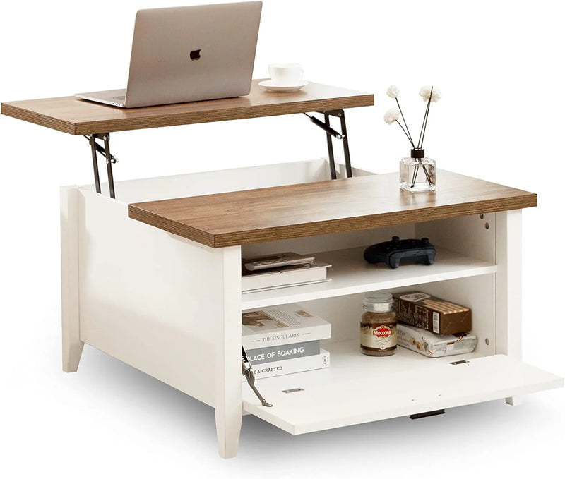 Retro-style high-back coffee table in white T6