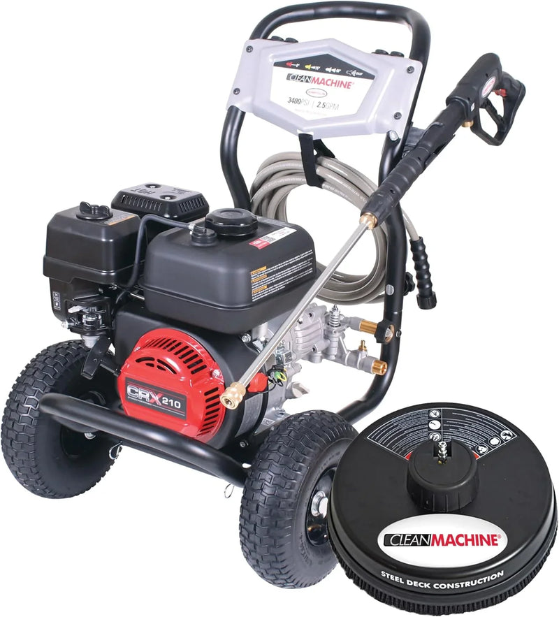 Cleaning CM61083 Clean Machine 3400 PSI Gas Pressure Washer, 2.5 GPM, CRX Engine, Includes Spray Gun and Wand, 4 QC Nozzle Tips, 5/16-in. x 25-ft. MorFlex Hose. N0