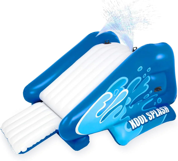 Kool Splash Inflatable Water Slide Swimming Pool Play Center with Built in Sprayers for Kids and Adults, Ages 6 and Up, Blue Q4