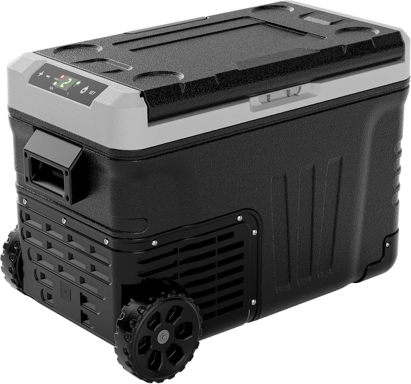 EUHOMY 12 Volt Refrigerator, 37QT(35L) Electric Cooler, Portable Freezer 12V/24V DC 110-240V AC, 12V Fridge -4--~68--, 12V Cooler with Wheels & 2 Baskets for Travel, Truck, Boat, Camping Y2