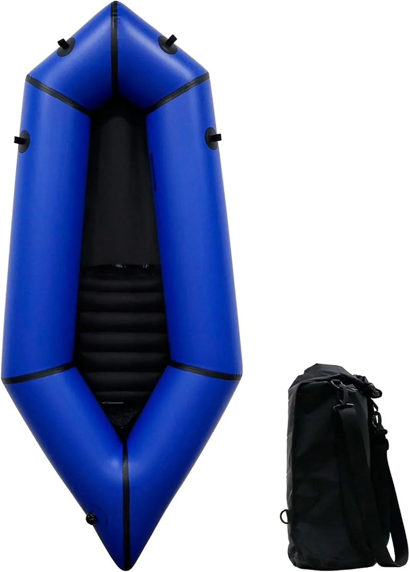 Lightweight Packrafts, TPU Inflatable Kayak for Flat Water Rafting Camping Trip/Fishing/Water Adventures 1 Person/2 Person Packraft, 330lb/660lb Weight Capacity E1