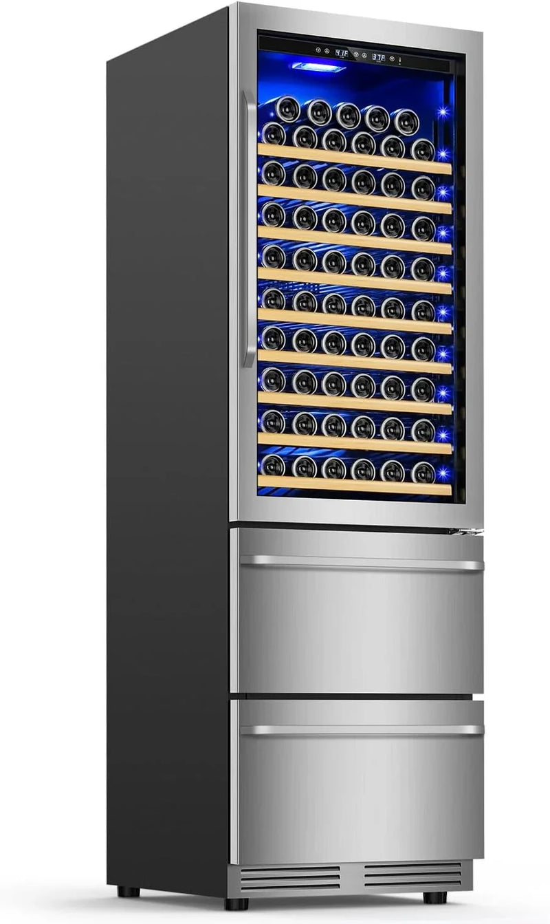24 Inch Dual Drawer Fridge Under Counter with Wheels, Outdoor Beverage Refrigerator for Patio, Stainless Steel Weather-Proof, Freestanding or Built-In Installation, Ideal for Home and Commercial Use L5