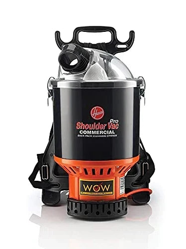 Hoover Commercial Shoulder Vac Pro Backpack Bagged Vacuum Cleaner, with HEPA Media Filter, Lightweight with Extra Long Cord, Chiropractic Design, for Carpet and Hard Floors, C2401, Black J0