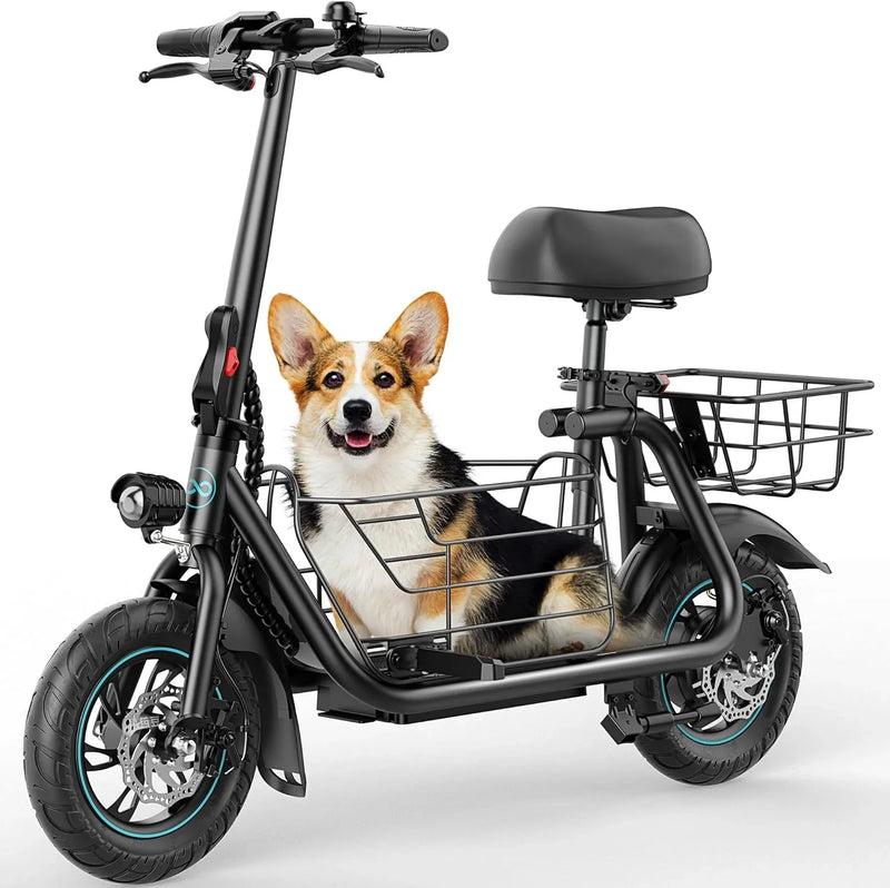 Electric Scooter with Large Basket, 550W Motor E3