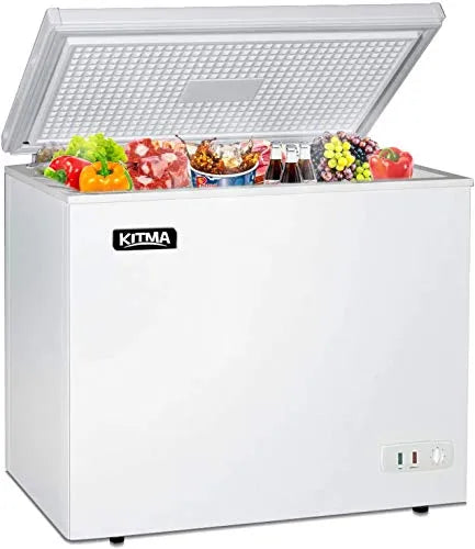 Commercial Top Chest Freezer 7 Cu. Ft - Deep Ice Cream Freezer with Wire Storage Basket, Solid Door, for Groceries, Kitchen, Restaurant White G2