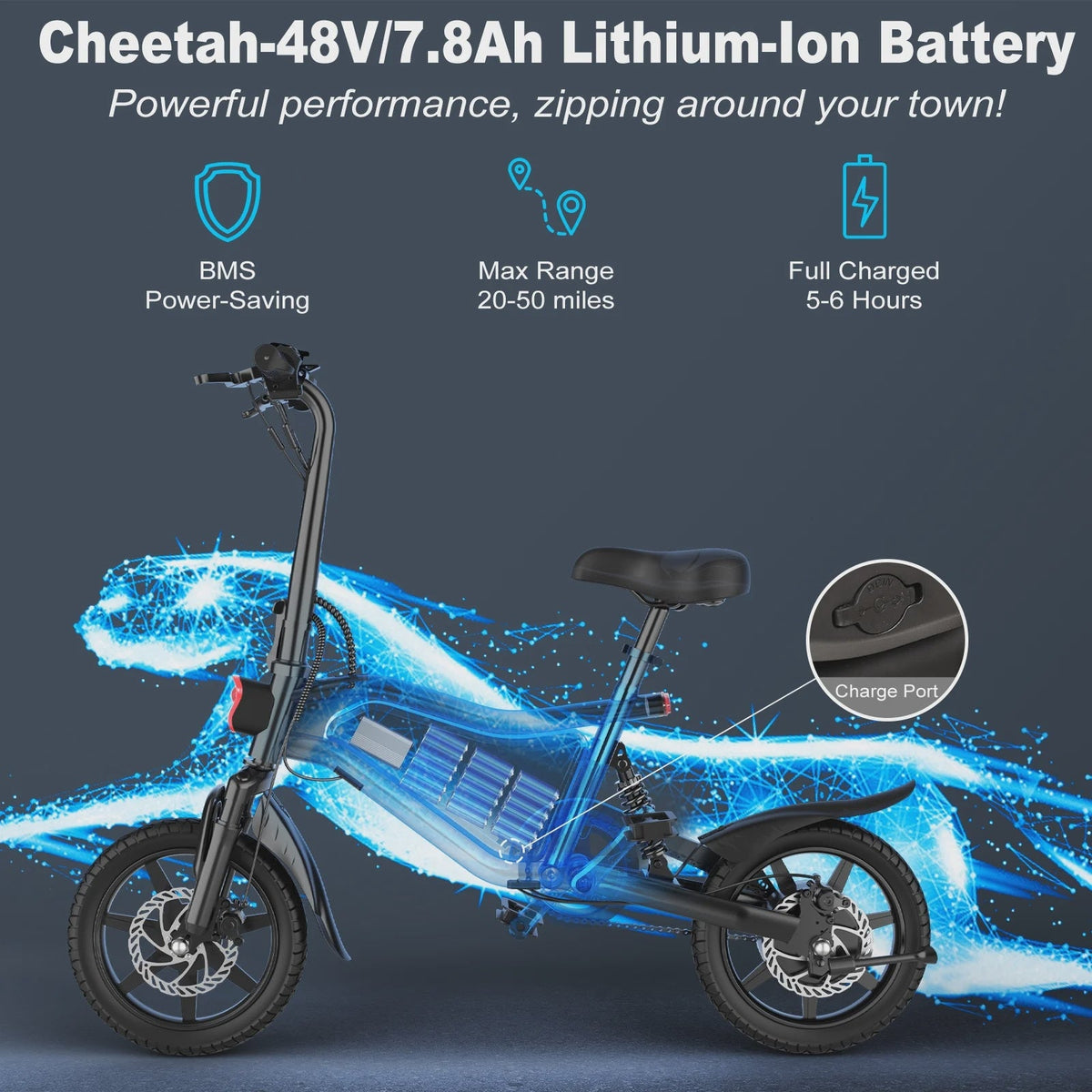 ANCHEER Peak 500W Electric Bike for Adults, Foldable Electric Bikes with 48V 374Wh Battery, 14 in Electric Bicycle for Men Women, LCD Digital...
