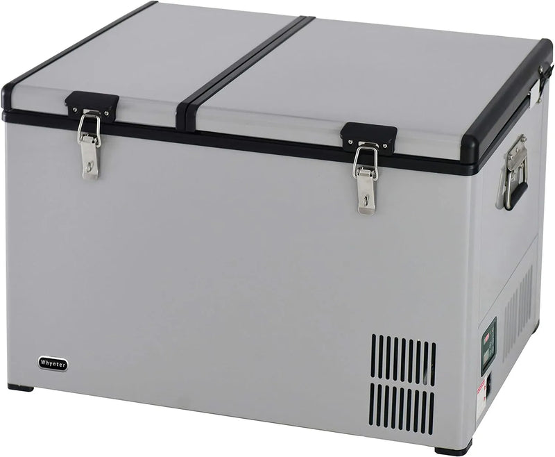 FM-65G 65 Quart Portable Refrigerator and Deep, AC 110V/ DC 12V, Real Chest Freezer for Car, Home, Camping, and RV with-8掳F to 50掳F Temperature Range, Gray, One Size Y7
