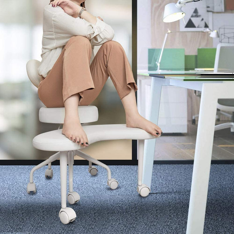 Meditation Chair, Home Office Desk Chair, Cross Legged Chair with Lumbar Support and Adjustable Stool Y3