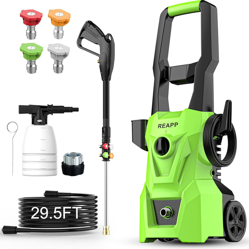Electric high-pressure cleaning machine, foam sprayer, 4 quick-connect high-pressure nozzles, 2400 pounds/square inch 2.4 gallons/minute powerful cleaning machine, high-pressure cleaning equipment for M0