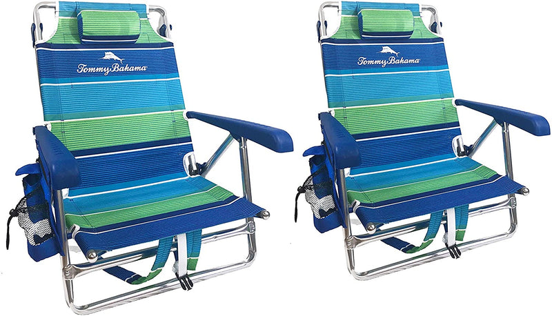 2 Backpack Beach Chairs with Storage Pouch and Towel Bar N7