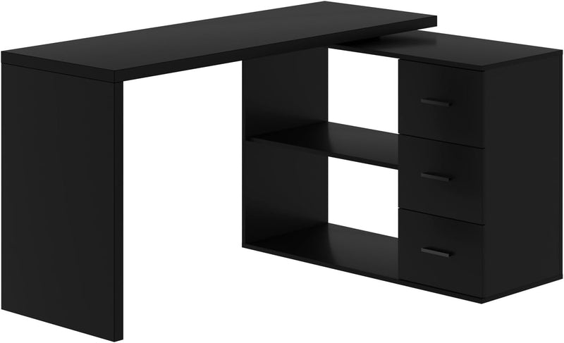 L Shaped Desk with Drawers Shelves, Corner Home Office Desk with Storage Cabinet, Large Wood Computer Desk for PC Executive Work Writing Study, Modern Living Room Bedroom Table,White Oak,60 in D4