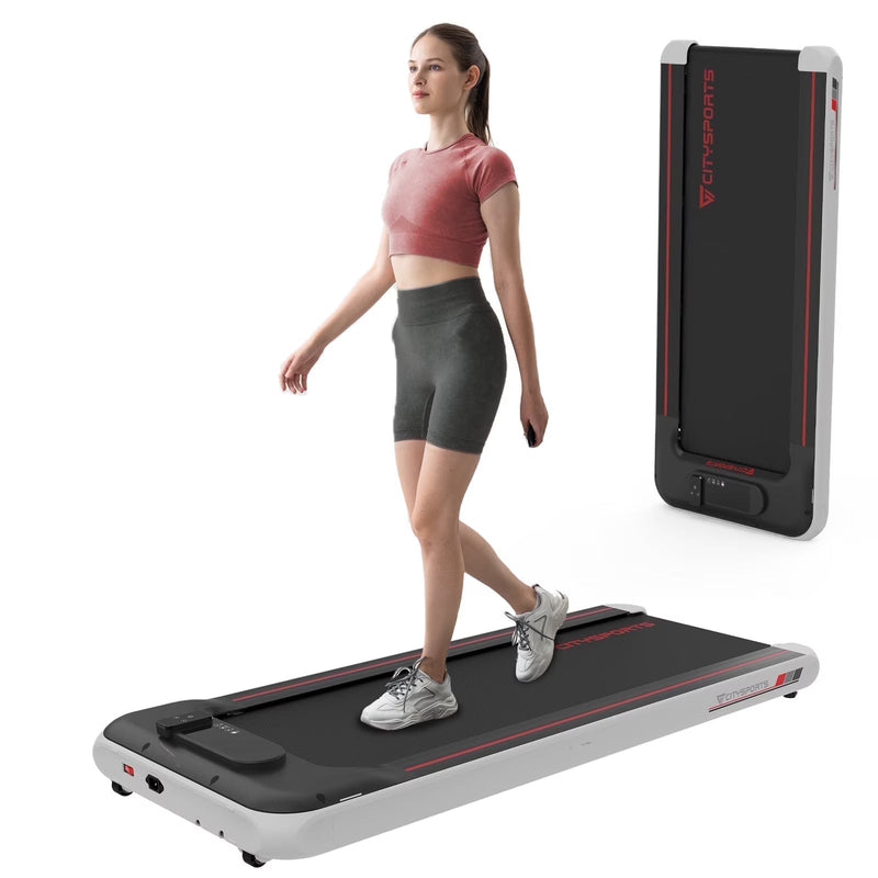 Citysports Treadmill Portable Walking Pad, Adjustable Speed with APP, LCD Screen Calorie Counter, Ultra Thin and Silent (Black White) D2