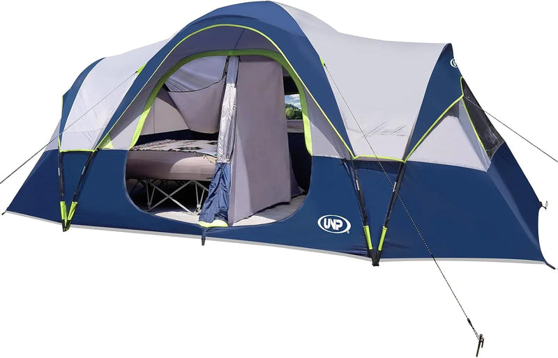 Camping Tent 10-Person-Family Tents, Parties, Music Festival Tent, Big, Easy Up, 5 Large Mesh Windows, Double Layer, 2 Room, Waterproof, Weather Resistant, 18ft x 9ft x78in B8