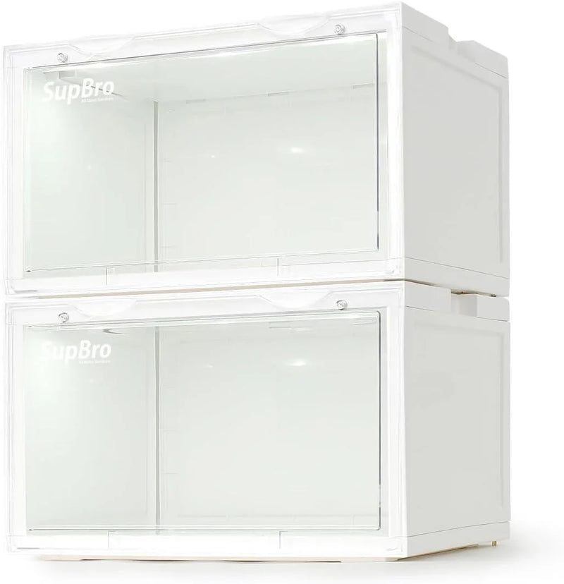 Lightning Collection Storage Box - Voice Control - Easy Access Storage Shoe Box, Stackable Shoe Storage Box, Equipped with Transparent Plastic Door, Suitable for Sports Shoes (11.2 x 14.9 x 8.8 inches (6 sets), White) Z6