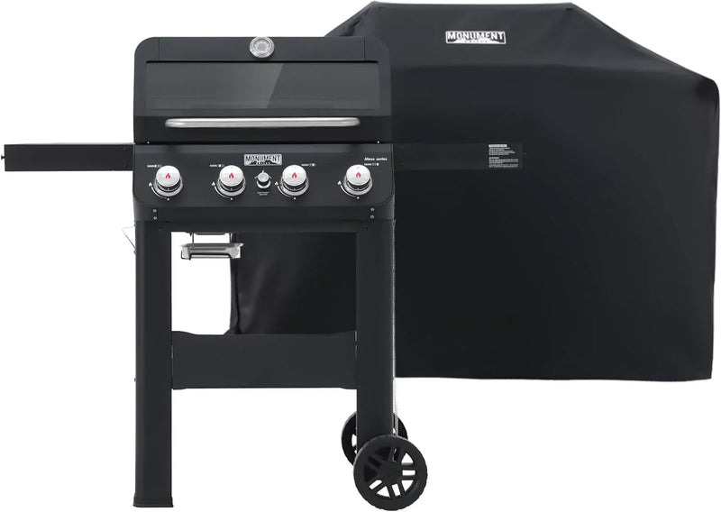 Grills 4-Burner Liquid Propane Gas Grill, Silver Stainless Steel Grill Outdoor Patio Garden Barbecue Grill with Clearview® Lid and One Foldable Shelf, Mesa400MF A0