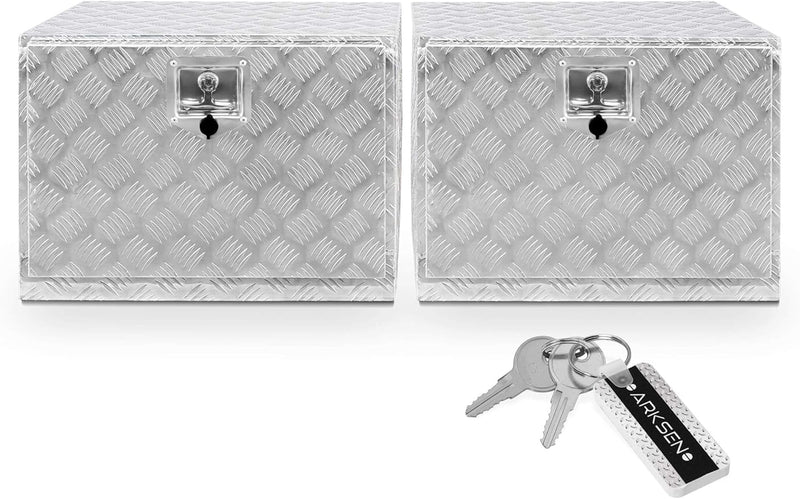 36 Inch Heavy Duty Aluminum Diamond Plate Tool Underbody Box, Waterproof Square Truck Storage Organizer Chest for Pick Up Truck Bed, RV Trailer with T-Handle Lock and Keys - Black Z2